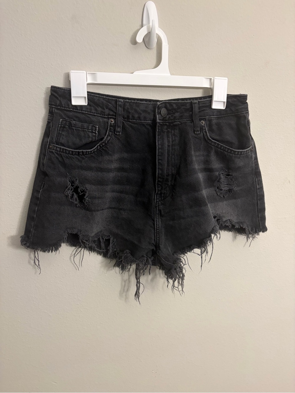 Forever 21 Distressed Black Jean Shorts